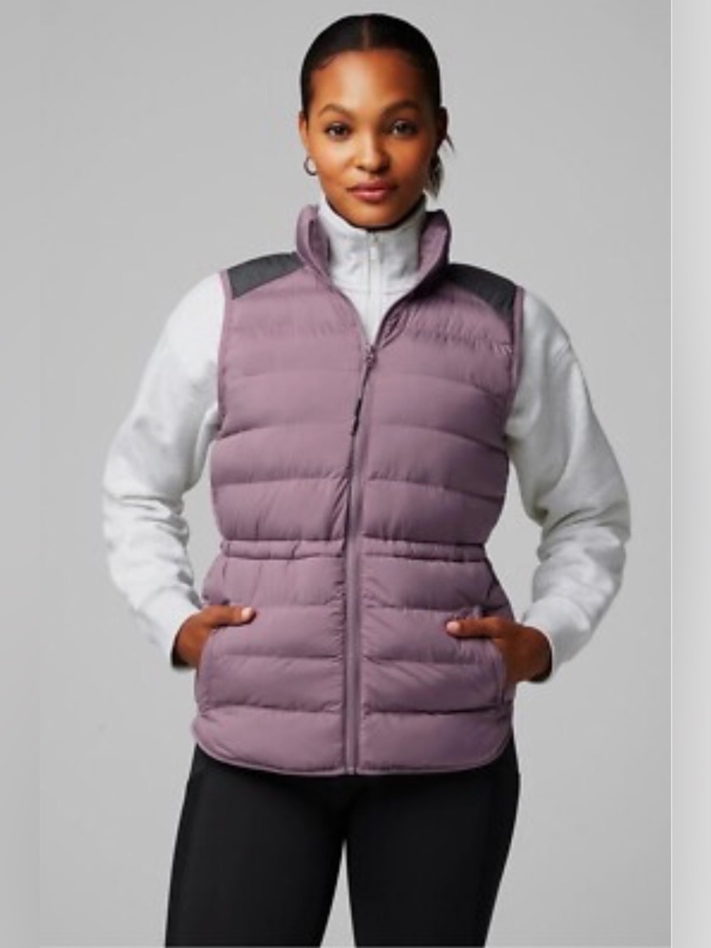 Fabletics Essential Puffer Vest Plum Cactus Onyx Size XL